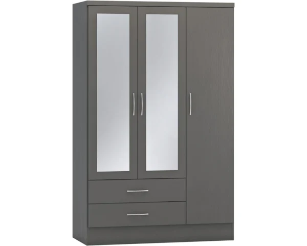 3 Door 2 Drawer Mirrored Wardrobe